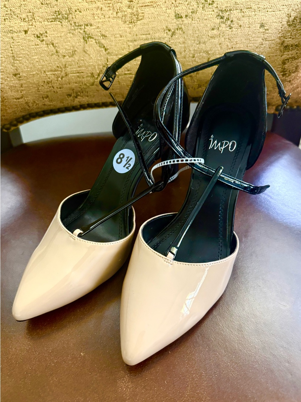 Impo Nude Pointed-Toe Ankle Strap Heels
